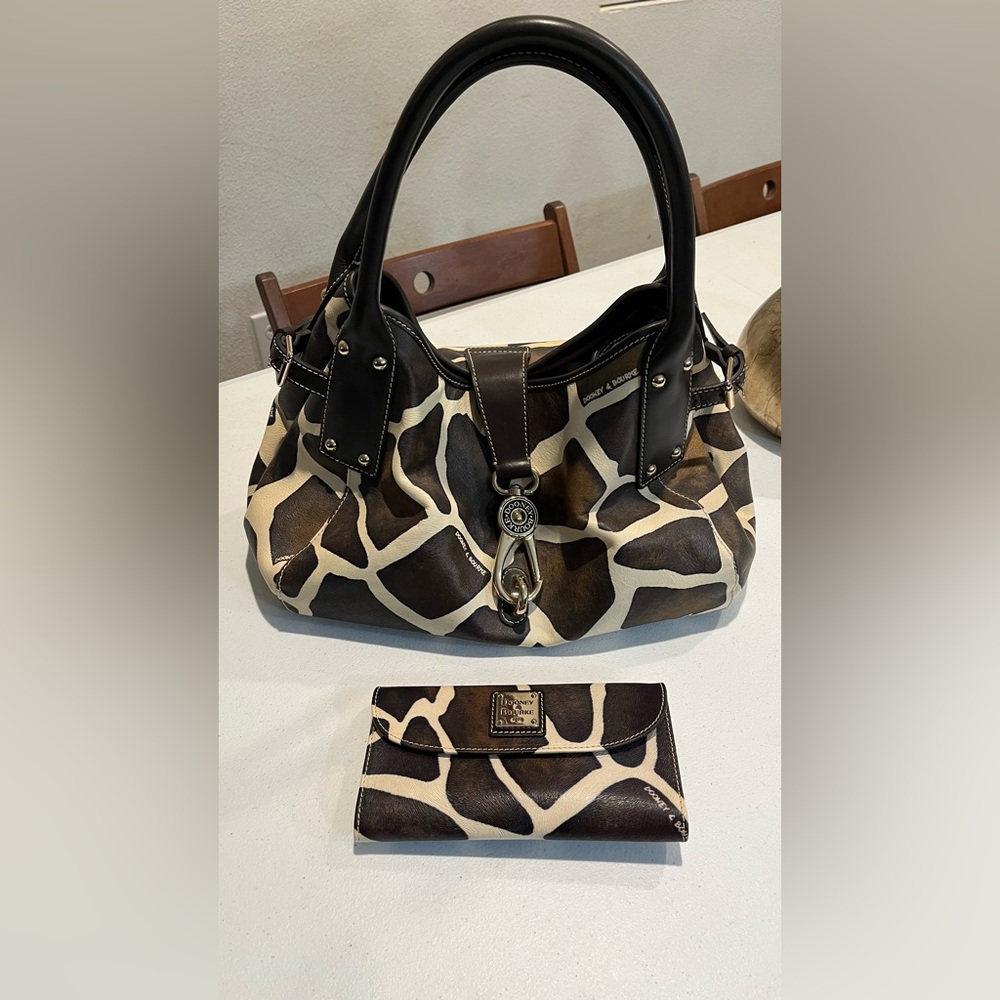 Dooney and Bourke hand bag, giraffe style, like new vintage, and Wallet